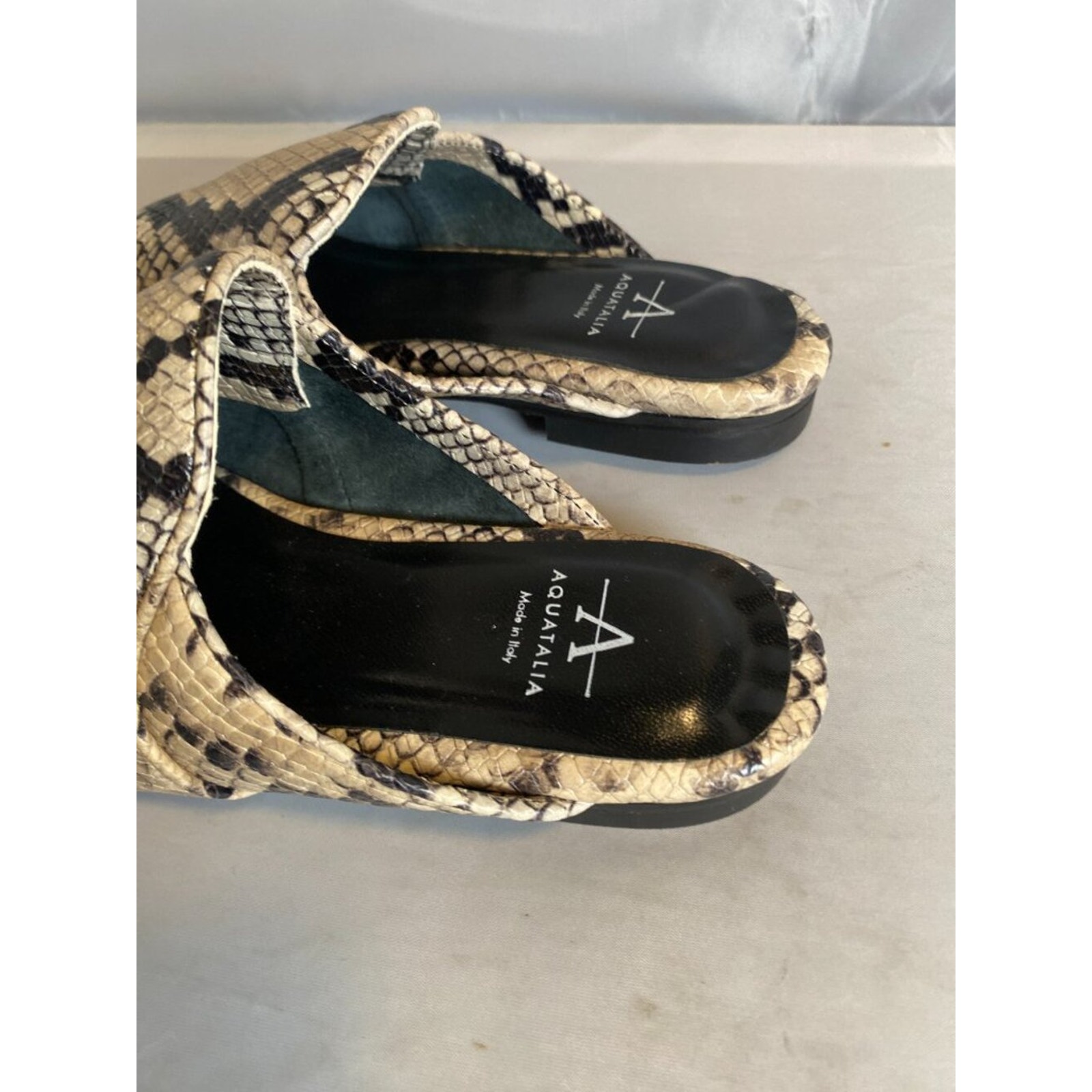 Aquatalia Python-Print Leather Flat Mules 8 — image 4 of 4